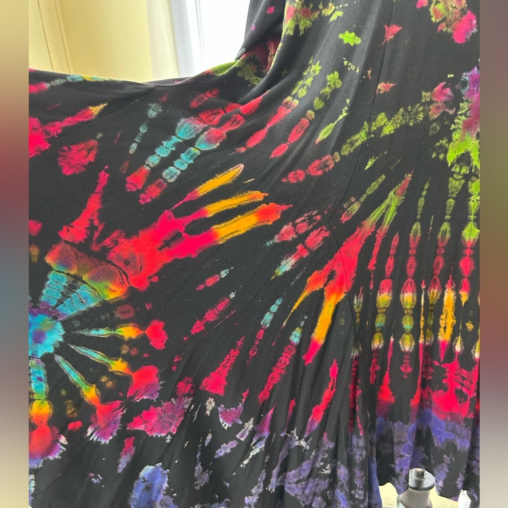 Boho Indy Artsy Flowy Kimono Cardigan Vibrant multicolor Tie Dye  XXL - Picture 10 of 13